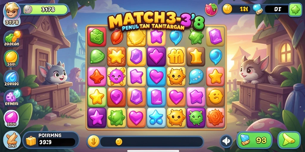 Tangkapan layar menunjukkan gameplay seru dari 3178 Match-3.