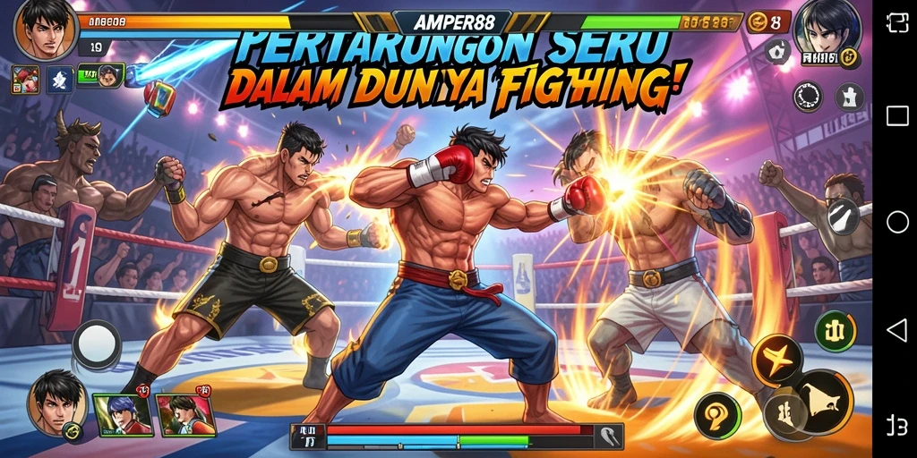 Gameplay Fighting yang intens dan seru di AMPER88.