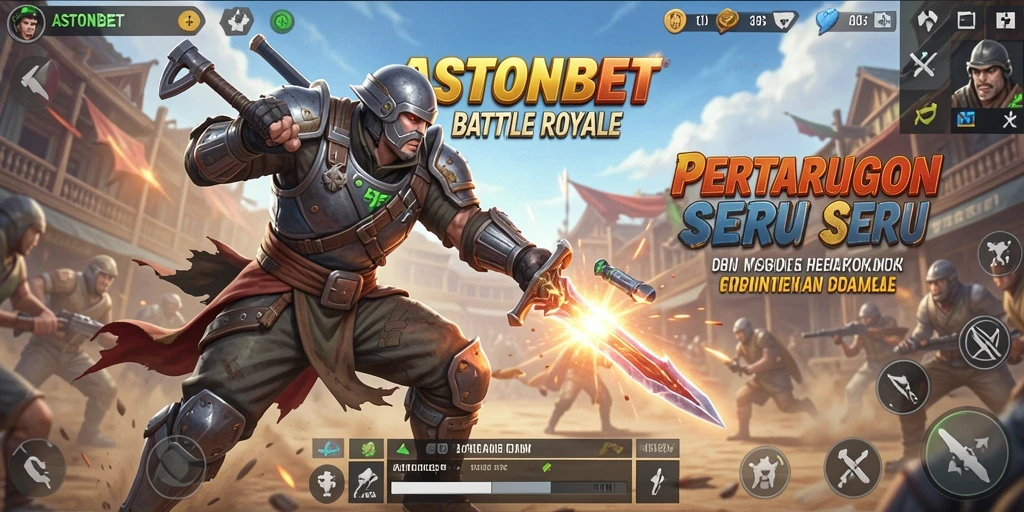 Gambar tampilan utama gameplay pertarungan Battle Royale di ASTONBET.