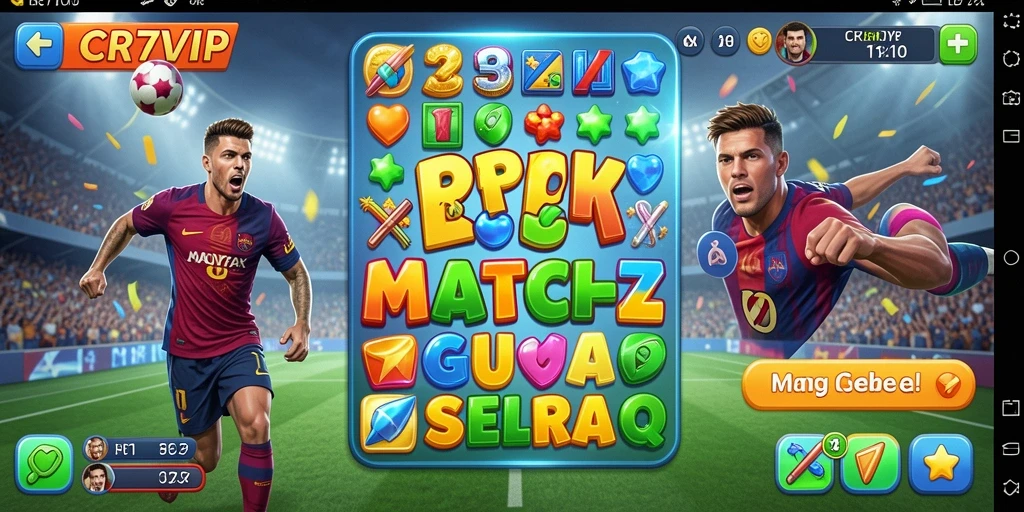 Tampilan gameplay seru di <strong>CR7VIP</strong> yang melibatkan strategi mencocokkan elemen.
