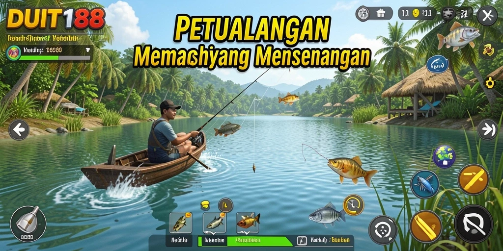 Screenshot menunjukkan gameplay memancing yang menggembirakan di DUIT188.