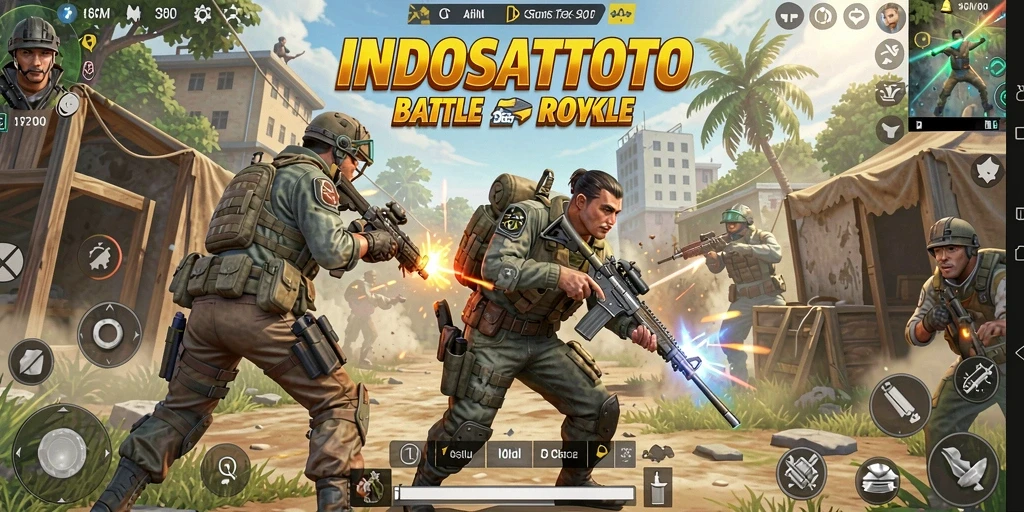 Tangkapan layar gameplay INDOSATTOTO yang penuh aksi Battle Royale.