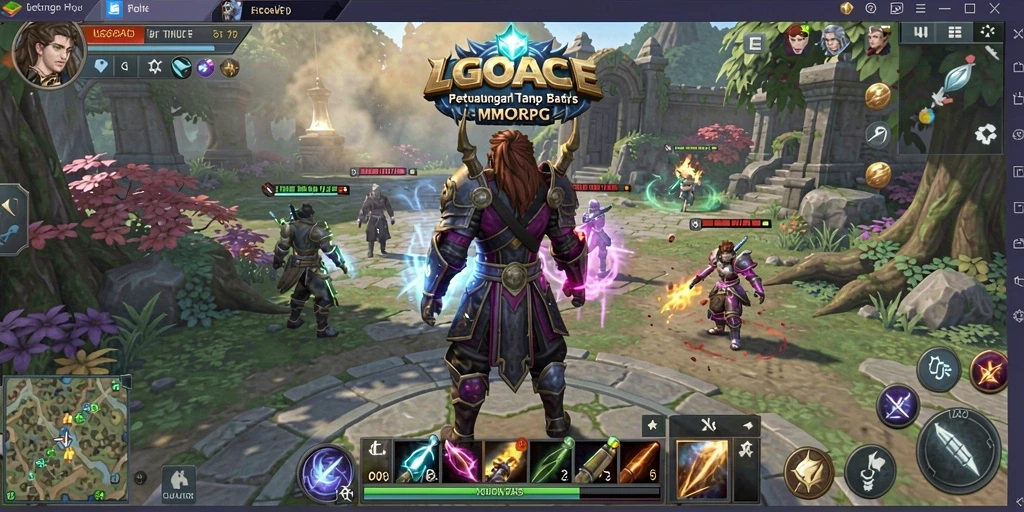Screenshot gameplay LGOACE yang menampilkan pertempuran epik dalam dunia MMORPG.