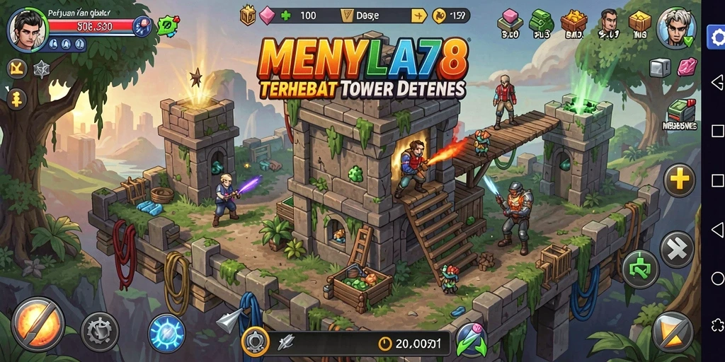 Tangkapan layar dari gameplay <strong>MENYALA78</strong> yang menunjukkan strategi menara.