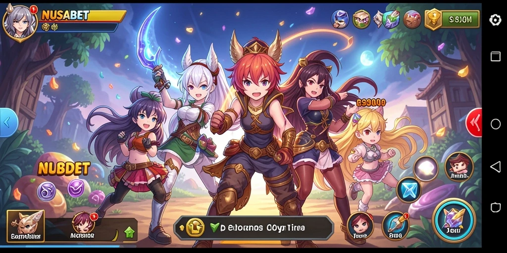 Screenshot gameplay <strong>NUSABET</strong> menampilkan aksi memukau karakter Anime.