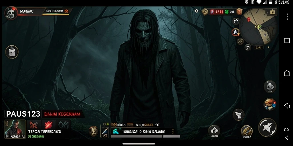 Screenshot PAUS123 menunjukkan suasana gameplay menegangkan yang memikat.