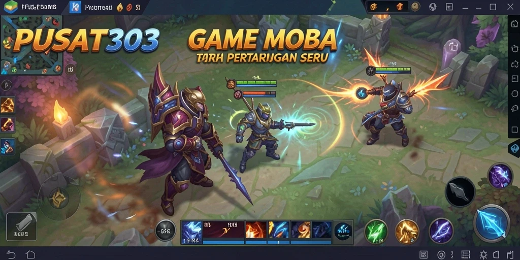 Screenshot PUSAT303 menunjukkan aksi pertarungan yang intens.