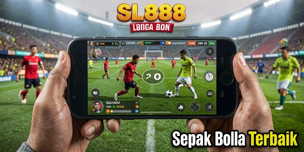 Tangkapan layar gameplay SL888 menampilkan aksi seru dalam pertandingan sepak bola.