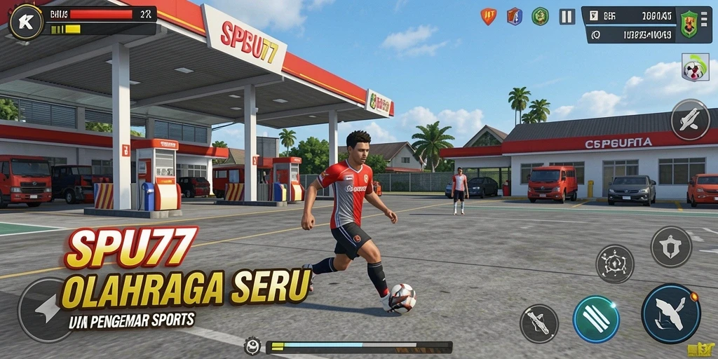 Tampilan gameplay yang mendebarkan dari SPBU77 dengan aksi olahraga intens.