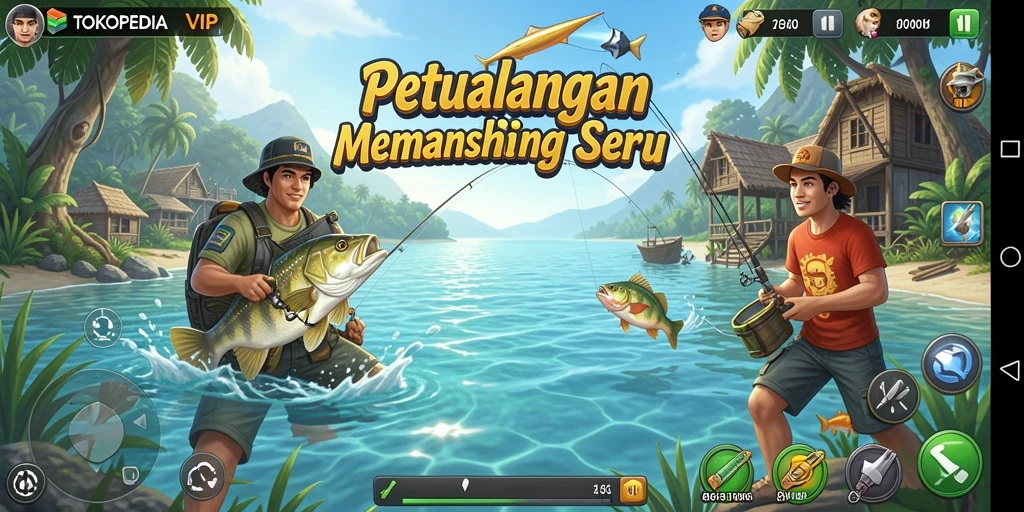 Tampilan gameplay TOKOPEDIAVIP dengan aksi memancing yang mendebarkan.