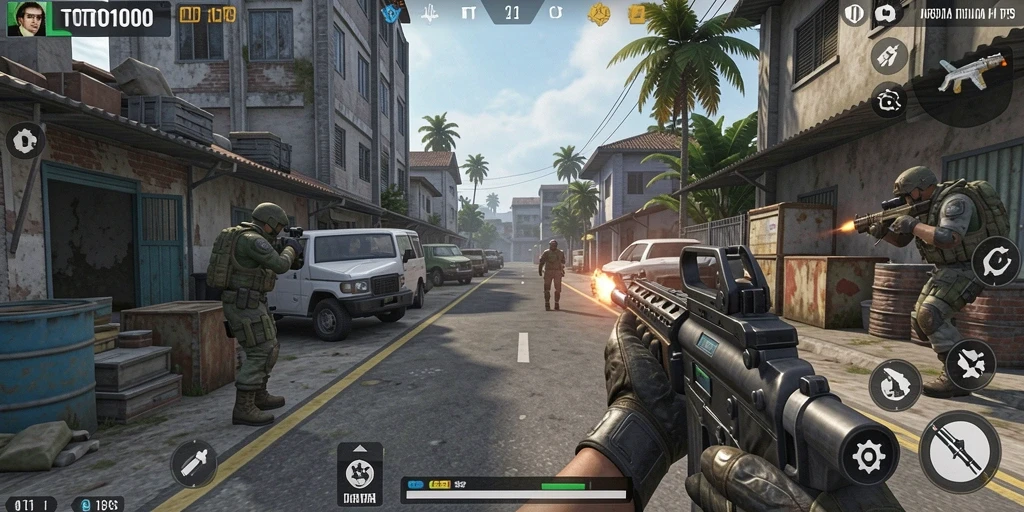 Tangkapan layar TOTO1000 menampilkan aksi gameplay TPS yang mendebarkan.